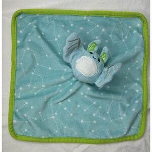 Parents Choice Blue Bat Security Blanket Crinkle Lovey Soft Plush Green 11x11